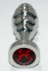Ribbed Jewelled Large Butt Plug Steel Sex Toys